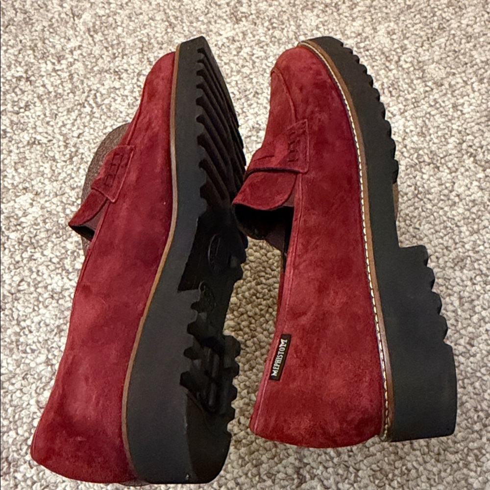 Mephisto Wine Red Suede Driving Loafers - Picture 3 of 6